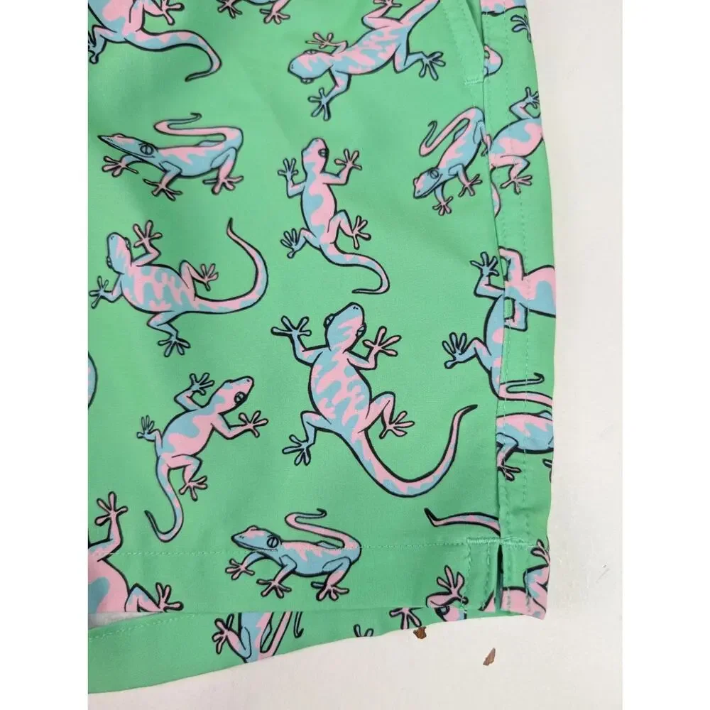 Me Undies Men's Large Green Chameleon Lizard Print Swim Shorts